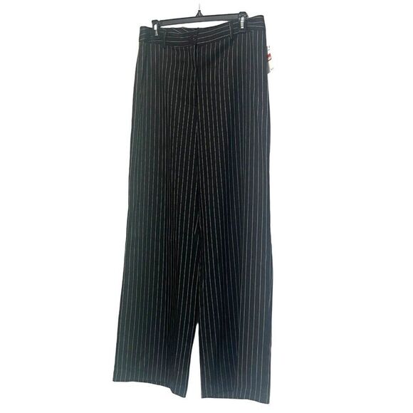 19 Cooper Front Seam Wide Leg Pants In Black/ White Stripes, Sz. L - Picture 4 of 10